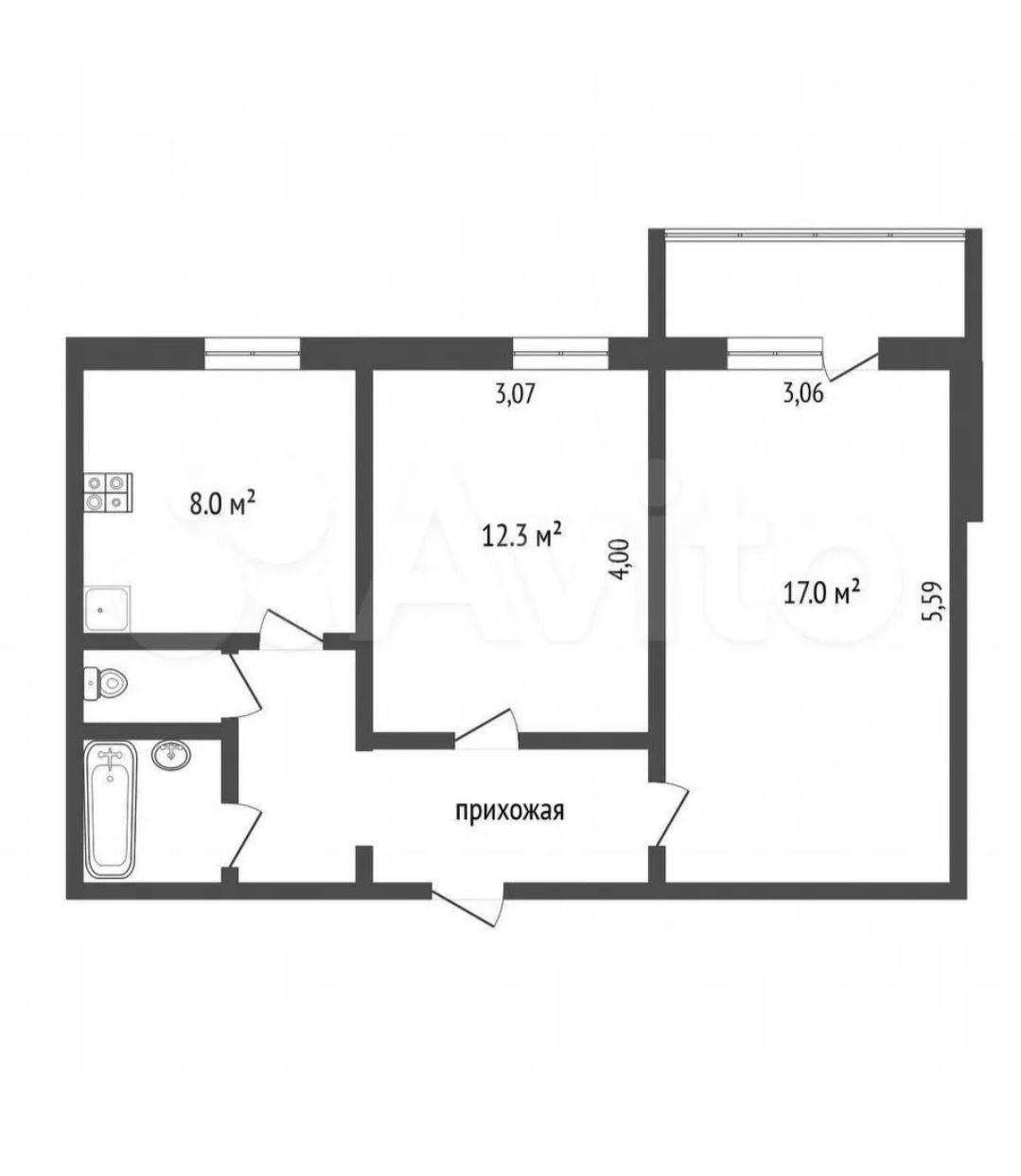 2-комнатная 49.8 м2 в ЖК undefined корпус null этаж 6