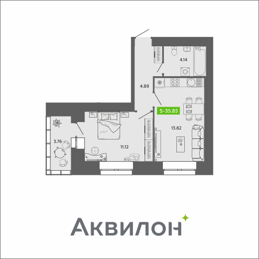 Студия 35 м2 в ЖК RIVER PARK-2 корпус null этаж 11