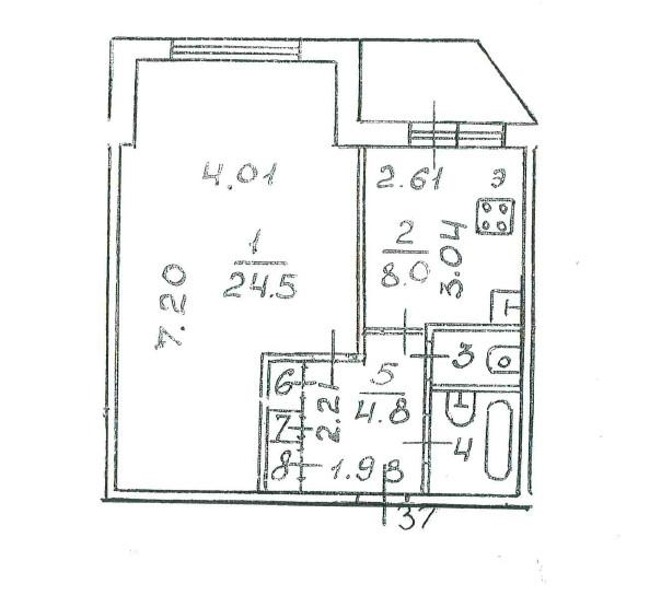 1-комнатная 42.4 м2 в ЖК undefined корпус null этаж 3