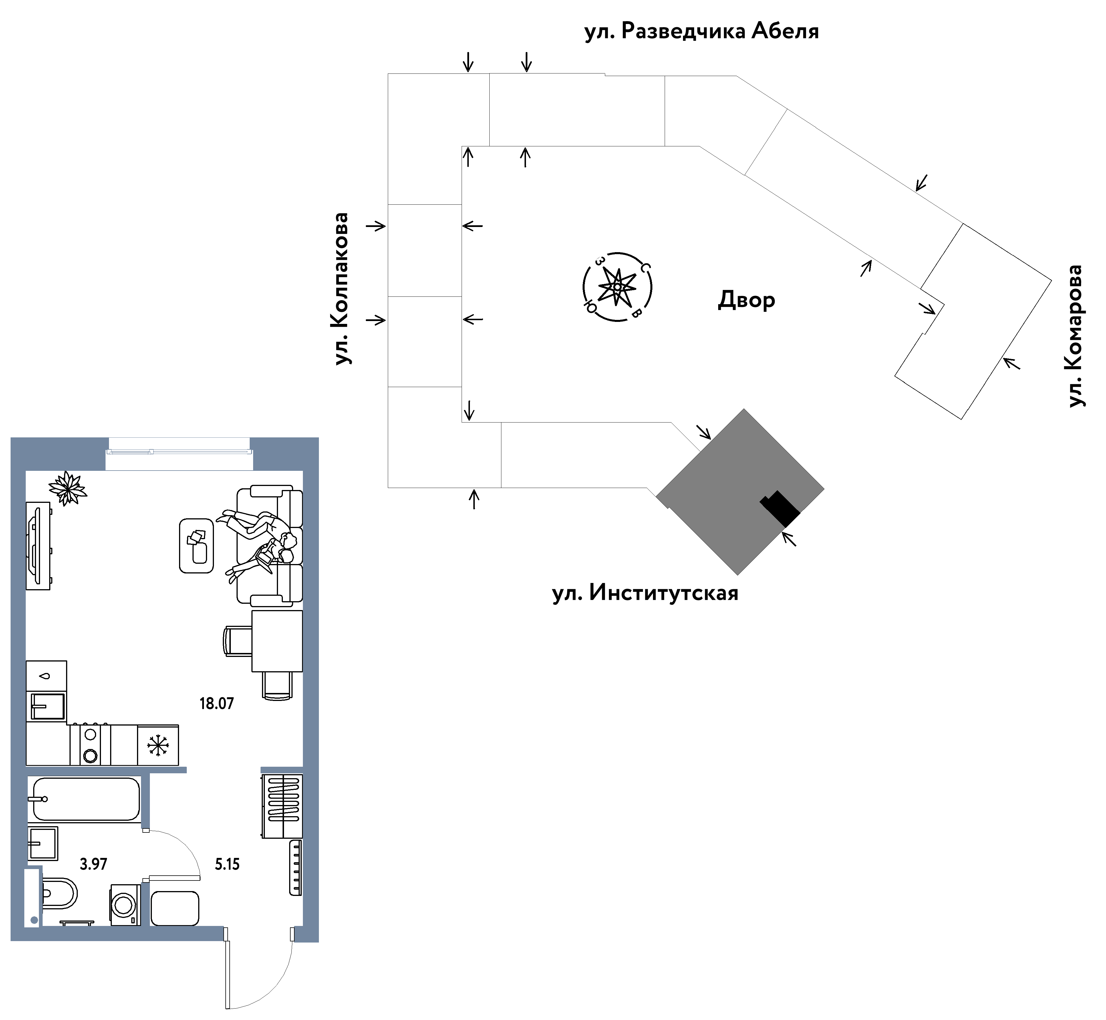 Студия 27 м2 в ЖК Страна.Парковая корпус null этаж 22