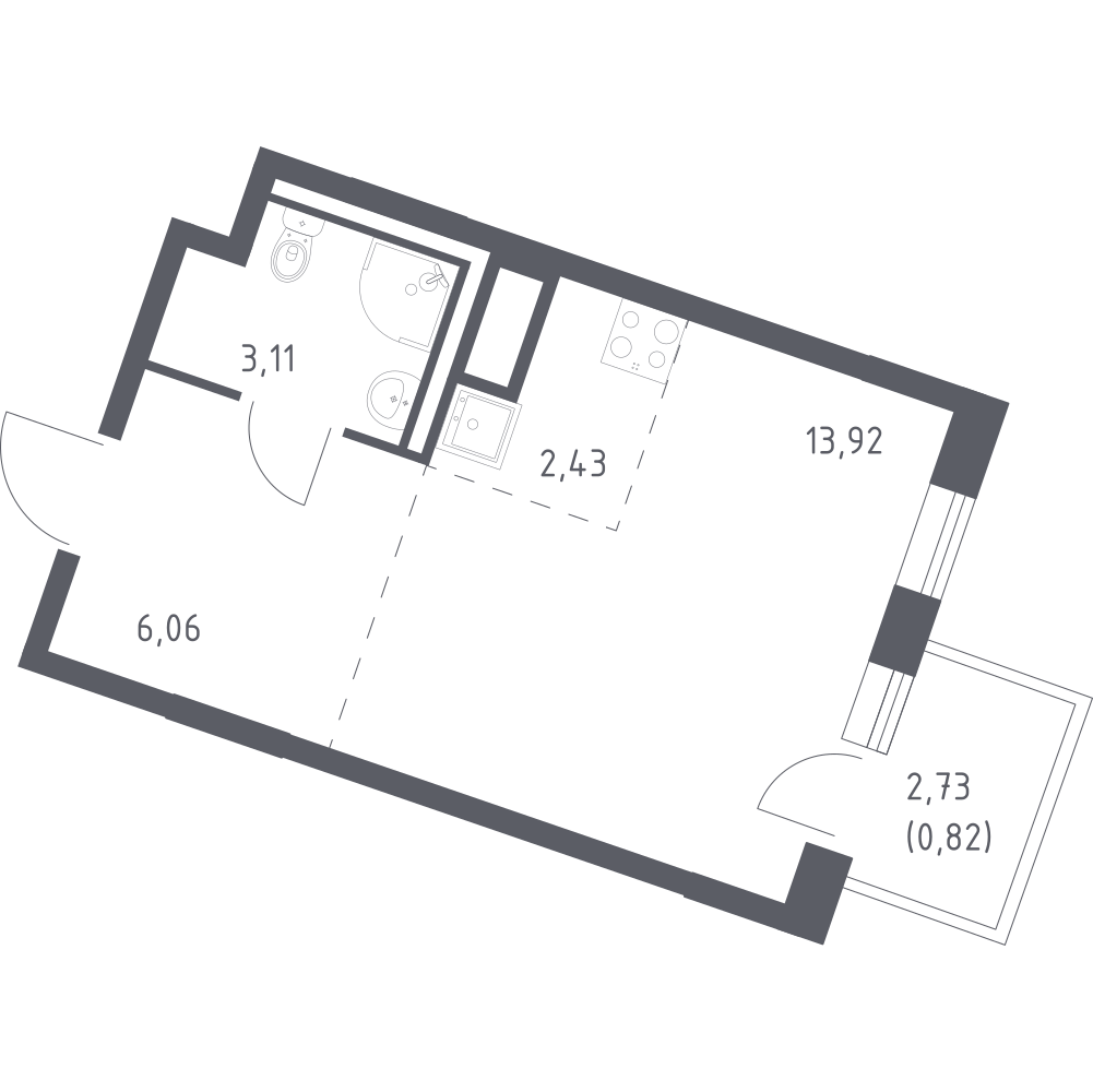Студия 26 м2 в ЖК Квартал Лаголово корпус null этаж 3