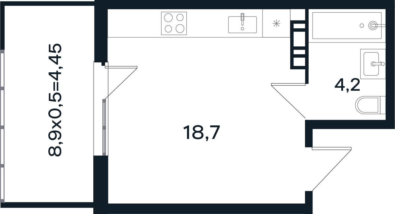 Студия 27 м2 в ЖК Микрорайон Новая Елизаветка корпус null этаж 3