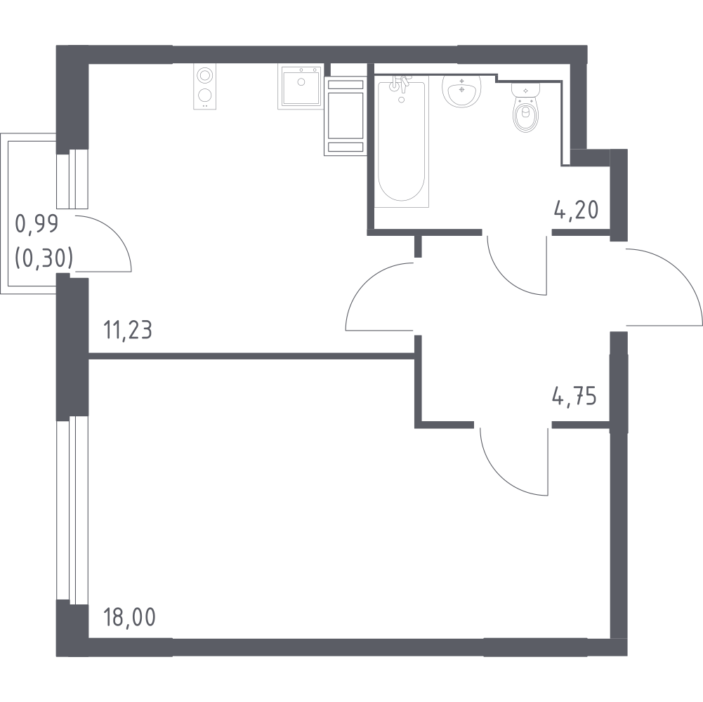 1-комнатная 38 м2 в ЖК Новое Колпино корпус null этаж 9