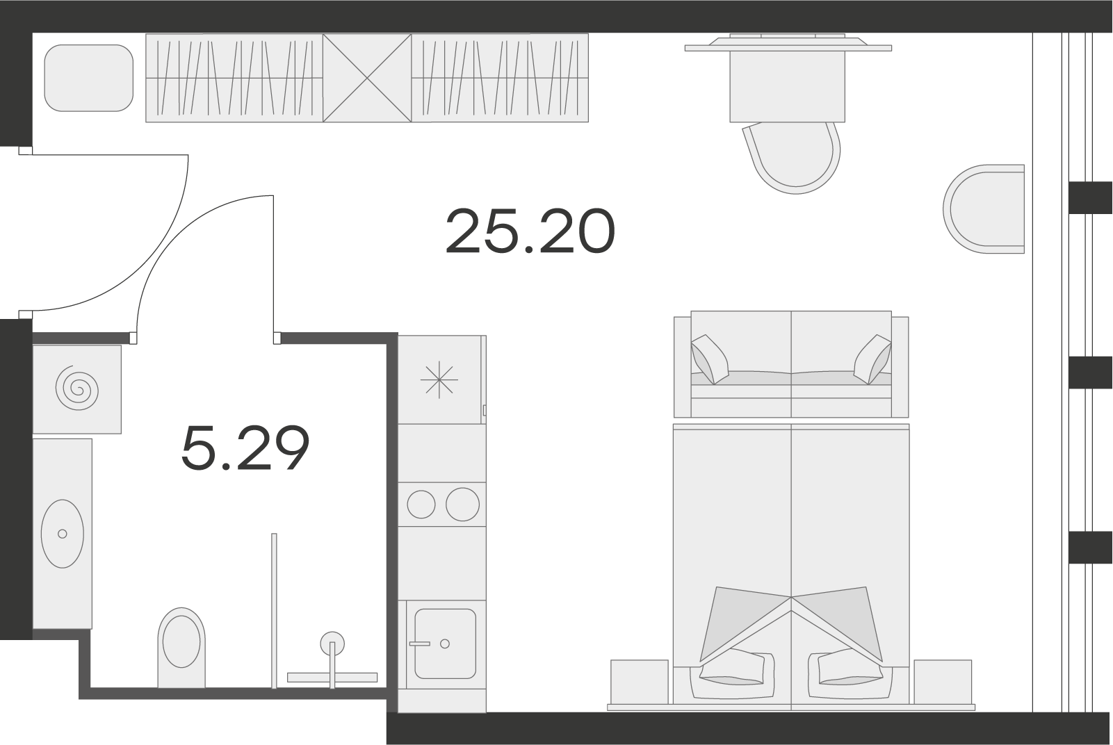 Студия 29 м2 в ЖК Апарт–отель GloraX Заневский корпус null этаж 2