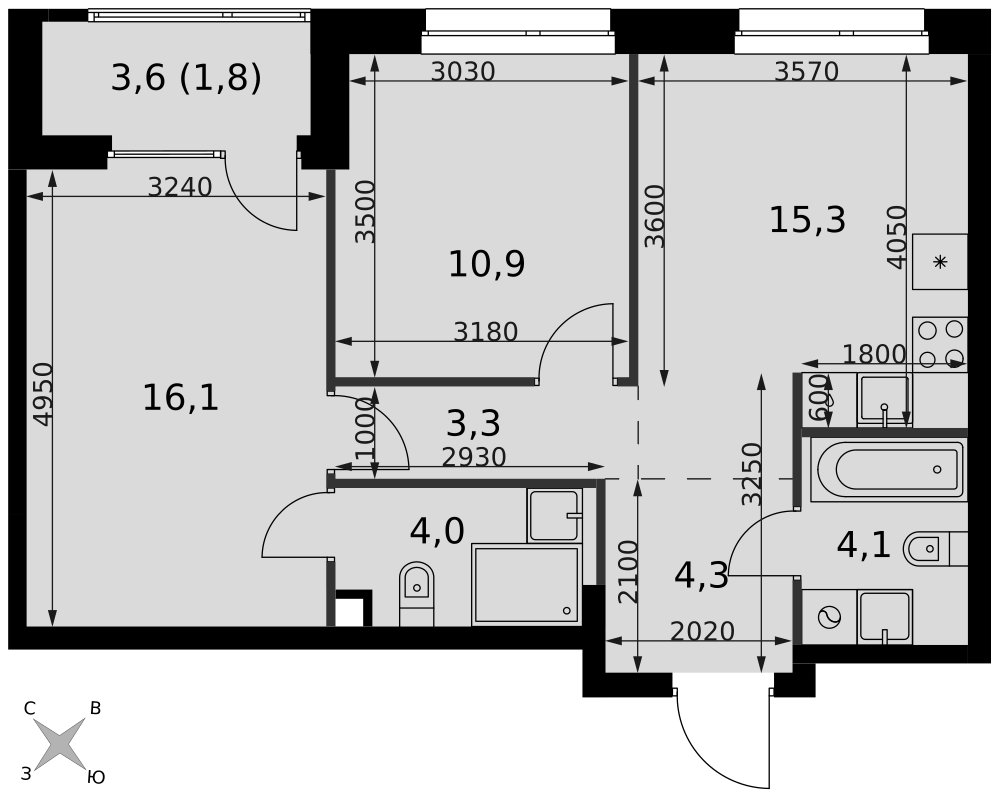 3-комнатная 59 м2 в ЖК Симоновский Вал корпус null этаж 18