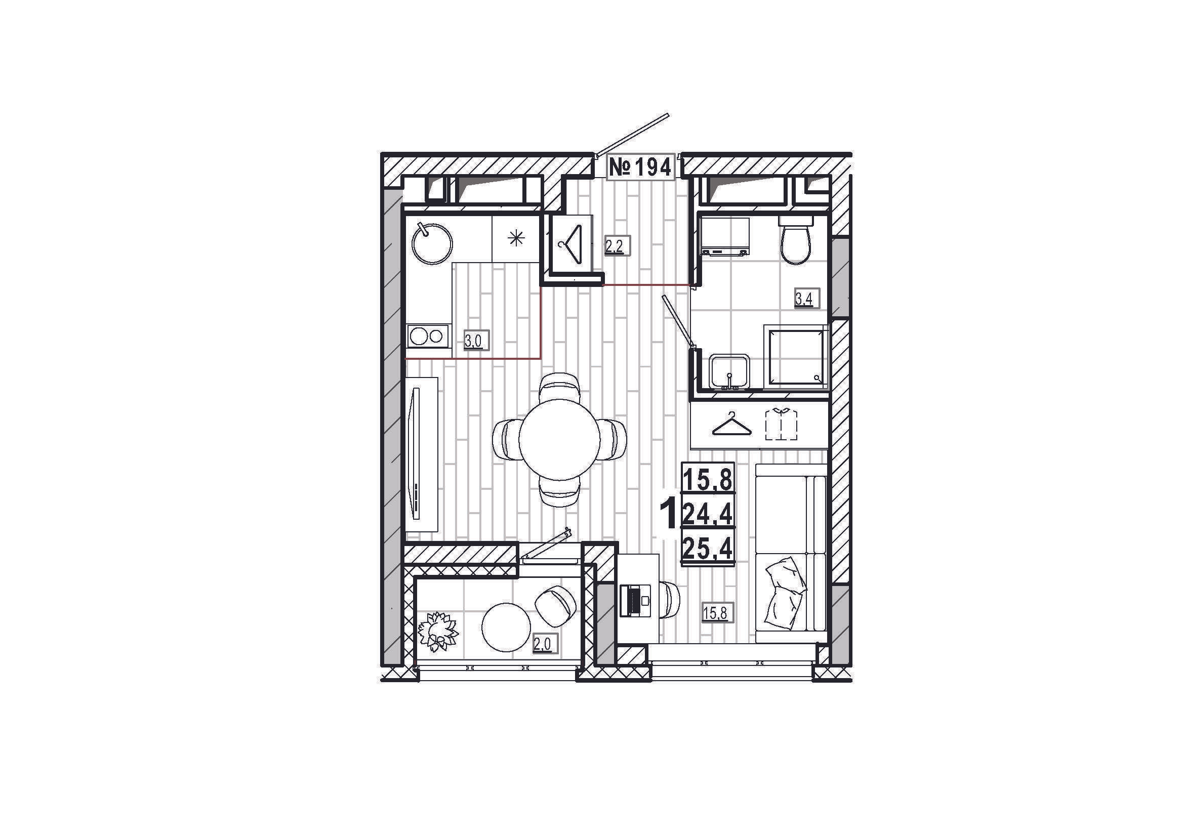 Студия 25 м2 в ЖК Дом на Маяковского корпус null этаж 6