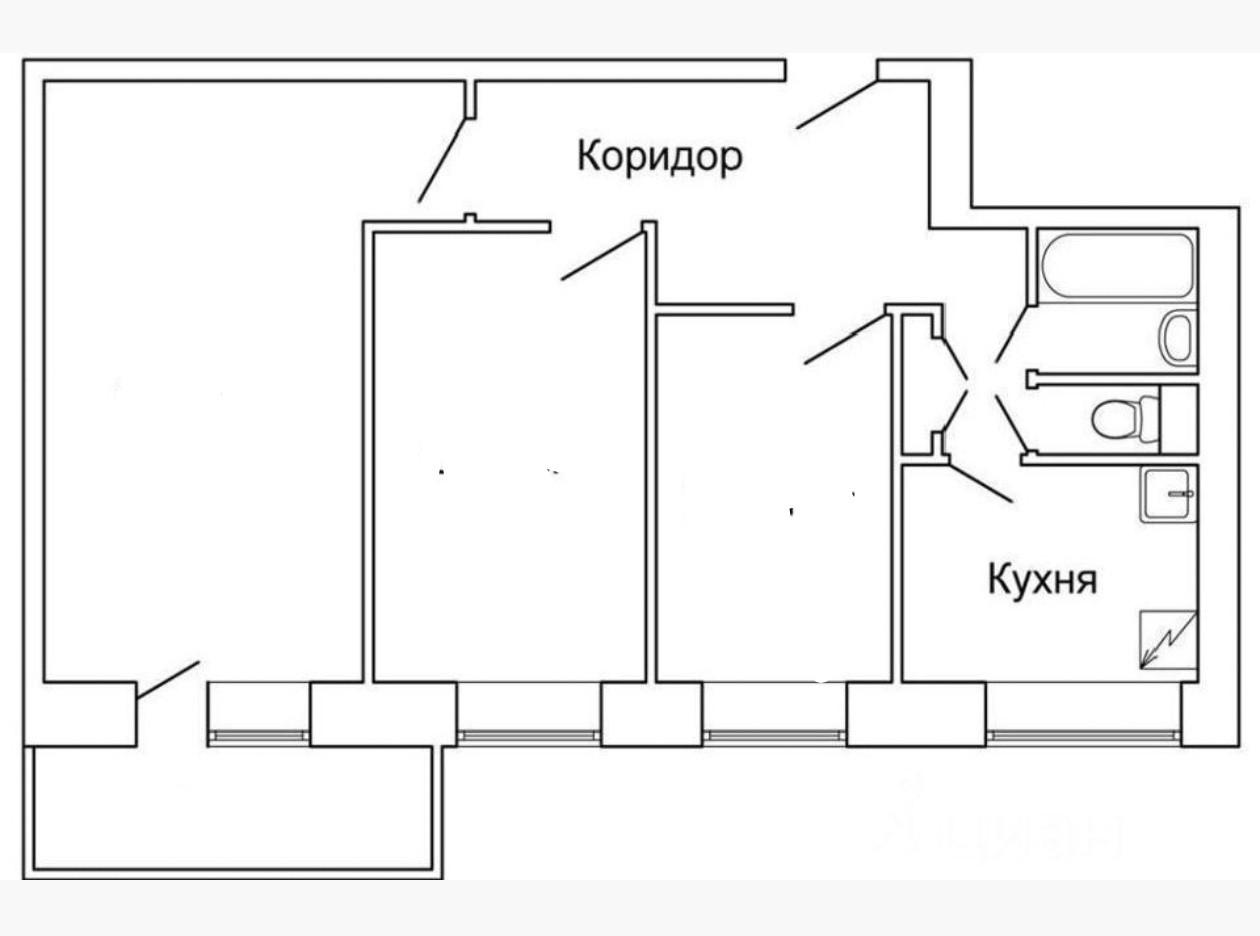 3-комнатная 57.4 м2 в ЖК undefined корпус null этаж 6