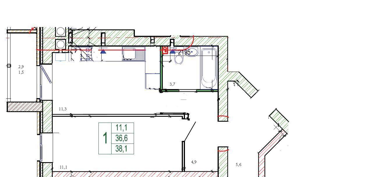 1-комнатная 38 м2 в ЖК Колизей корпус null этаж 1
