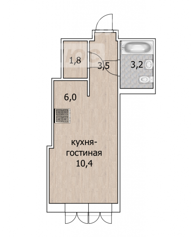 Студия 24.9 м2 в ЖК undefined корпус null этаж 16