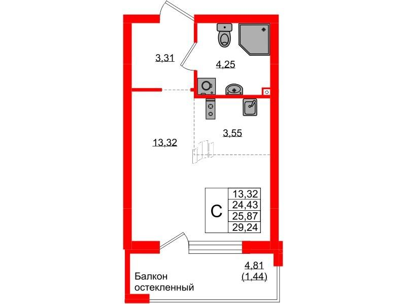 Студия 25 м2 в ЖК Консул корпус null этаж 1