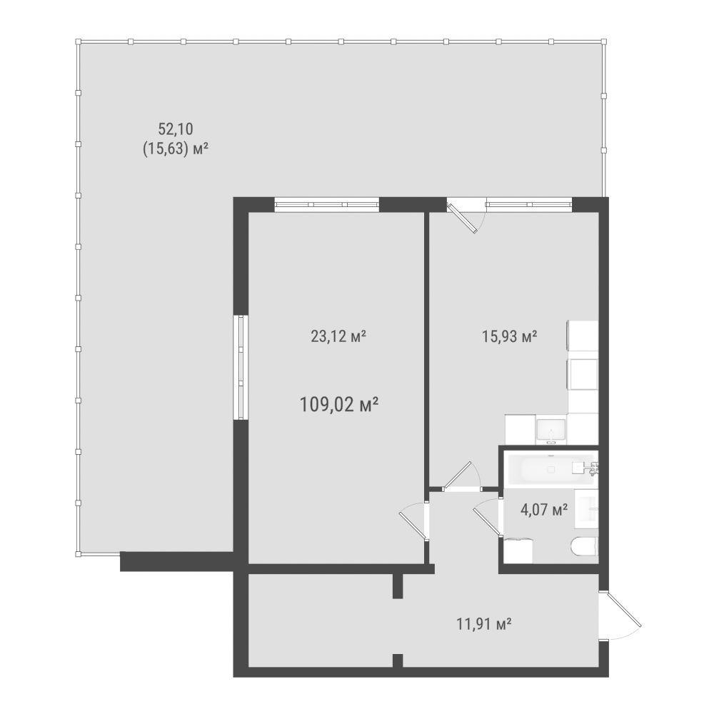 1-комнатная 72 м2 в ЖК Зеленая планета на Мира корпус null этаж 1