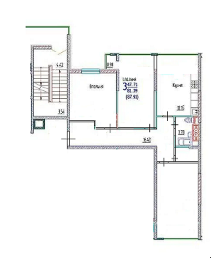 3-комнатная 81.4 м2 в ЖК undefined корпус null этаж 10