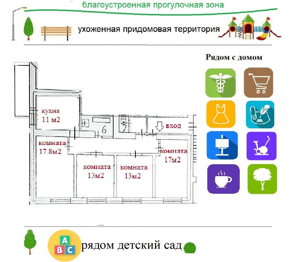 4-комнатная 91.3 м2 в ЖК undefined корпус null этаж 9