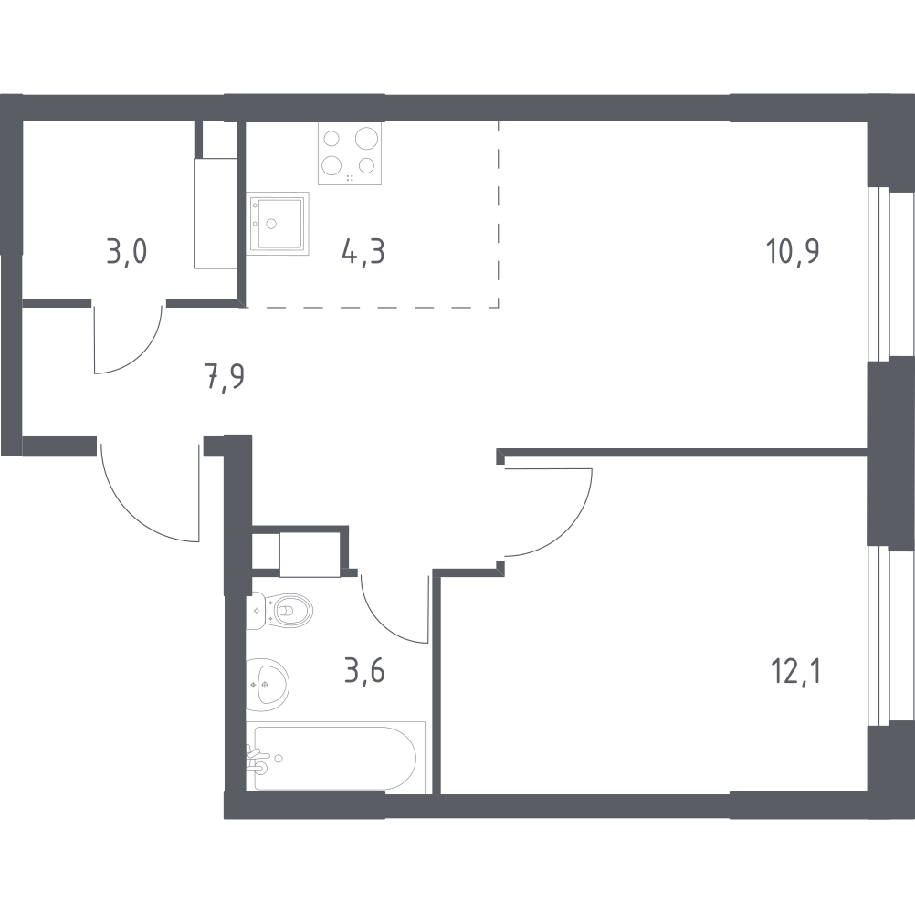 Студия 40 м2 в ЖК Эко Бунино корпус null этаж 7