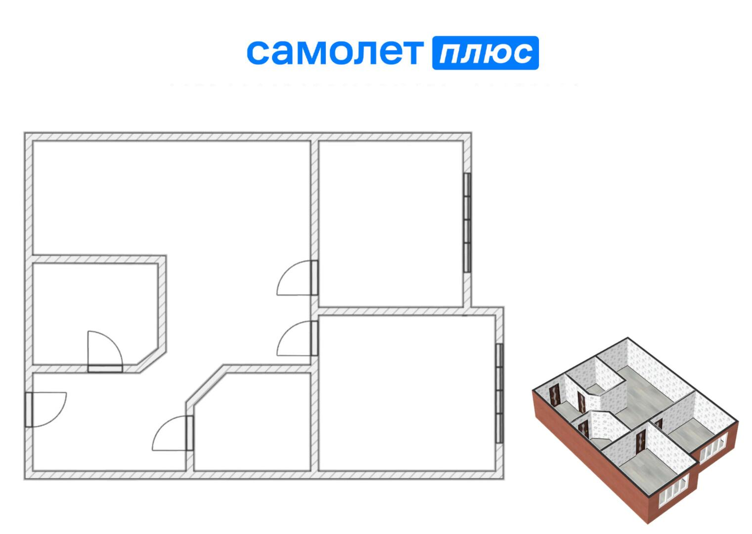 3-комнатная 57.3 м2 в ЖК undefined корпус null этаж 11