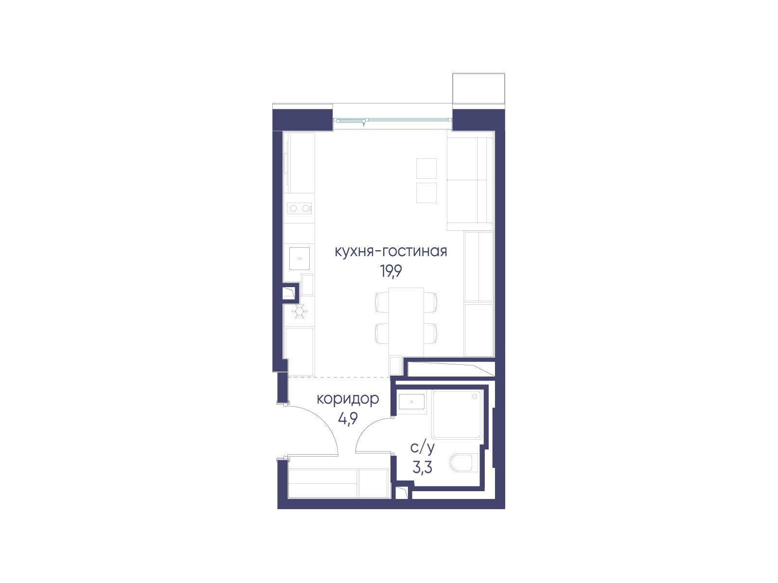 Студия 28 м2 в ЖК Символ корпус null этаж 4