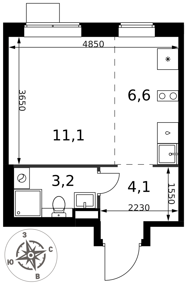 Студия 25 м2 в ЖК 1-й Химкинский корпус null этаж 11