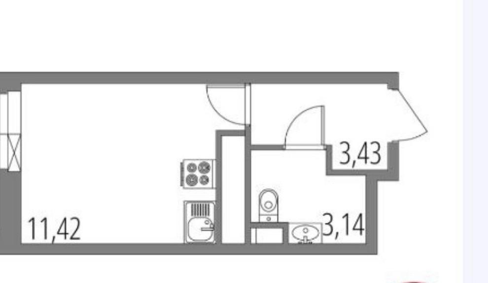 Студия 17.7 м2 в ЖК undefined корпус null этаж 2