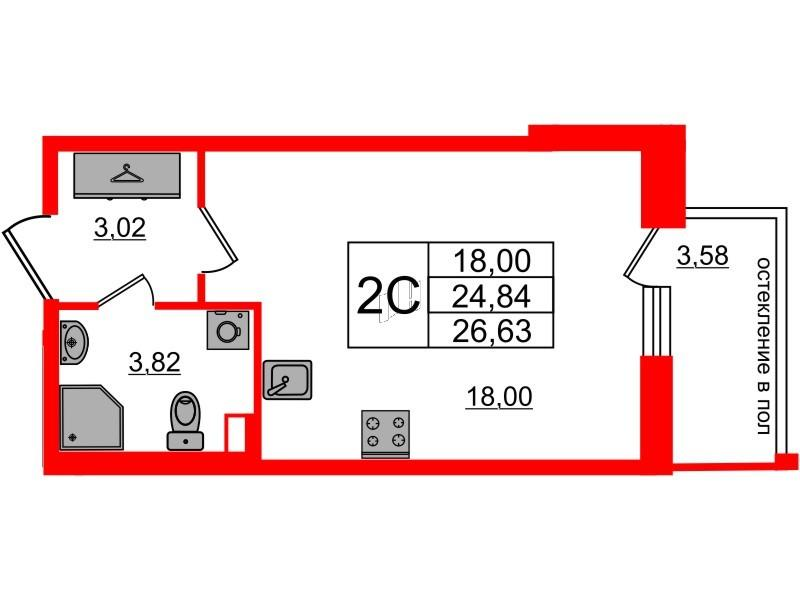 Студия 24 м2 в ЖК Титул в Московском корпус null этаж 3