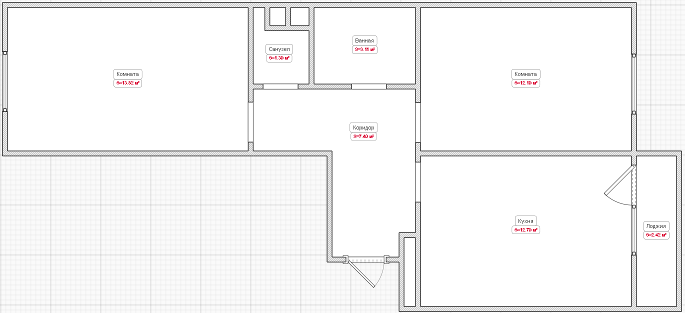 2-комнатная 51.3 м2 в ЖК undefined корпус null этаж 13