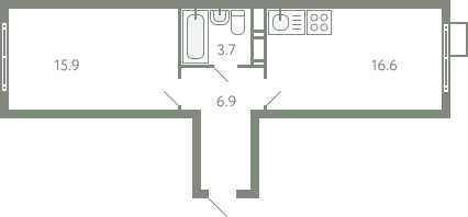 1-комнатная 42 м2 в ЖК Ново-Молоково корпус null этаж 9