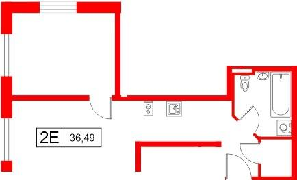 1-комнатная 36 м2 в ЖК Saan корпус null этаж 6