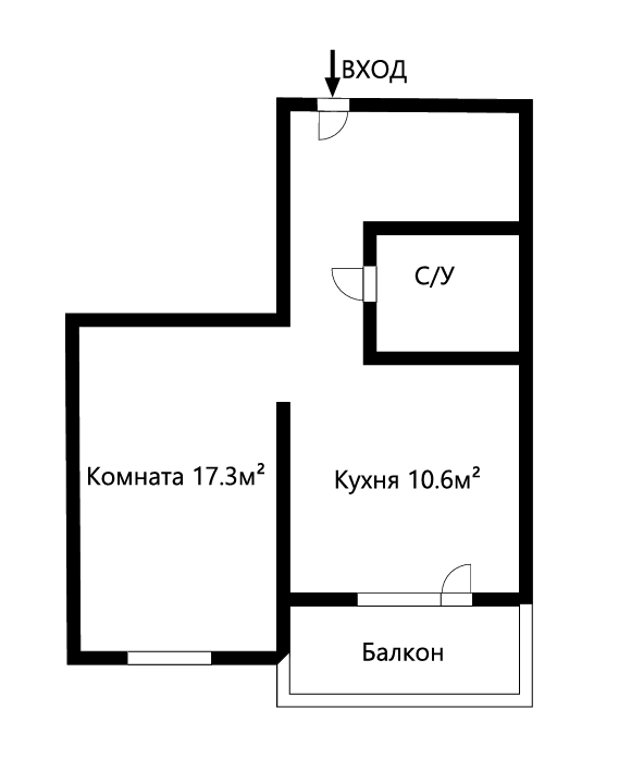1-комнатная 41.2 м2 в ЖК undefined корпус null этаж 9