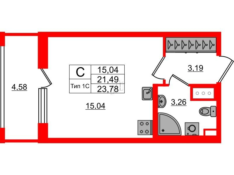 Студия 21 м2 в ЖК Setl Ривьера корпус null этаж 2