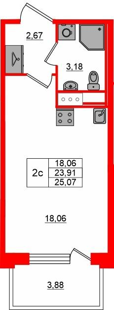 Студия 23 м2 в ЖК Сэтл Лофт корпус null этаж 8