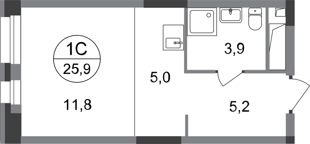 Студия 25 м2 в ЖК Первый Московский корпус null этаж 8