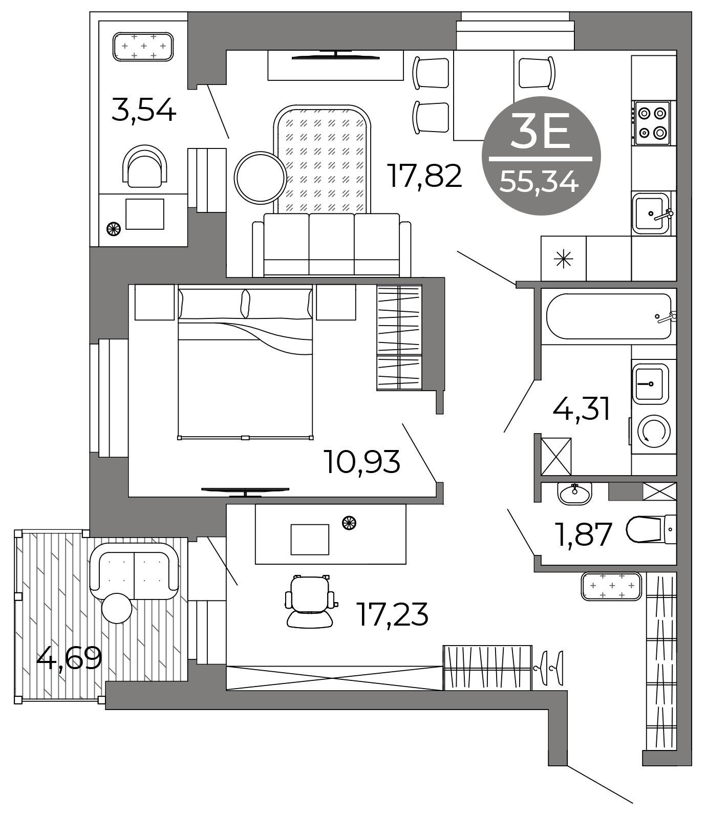 Студия 55 м2 в ЖК Галилей корпус null этаж 1