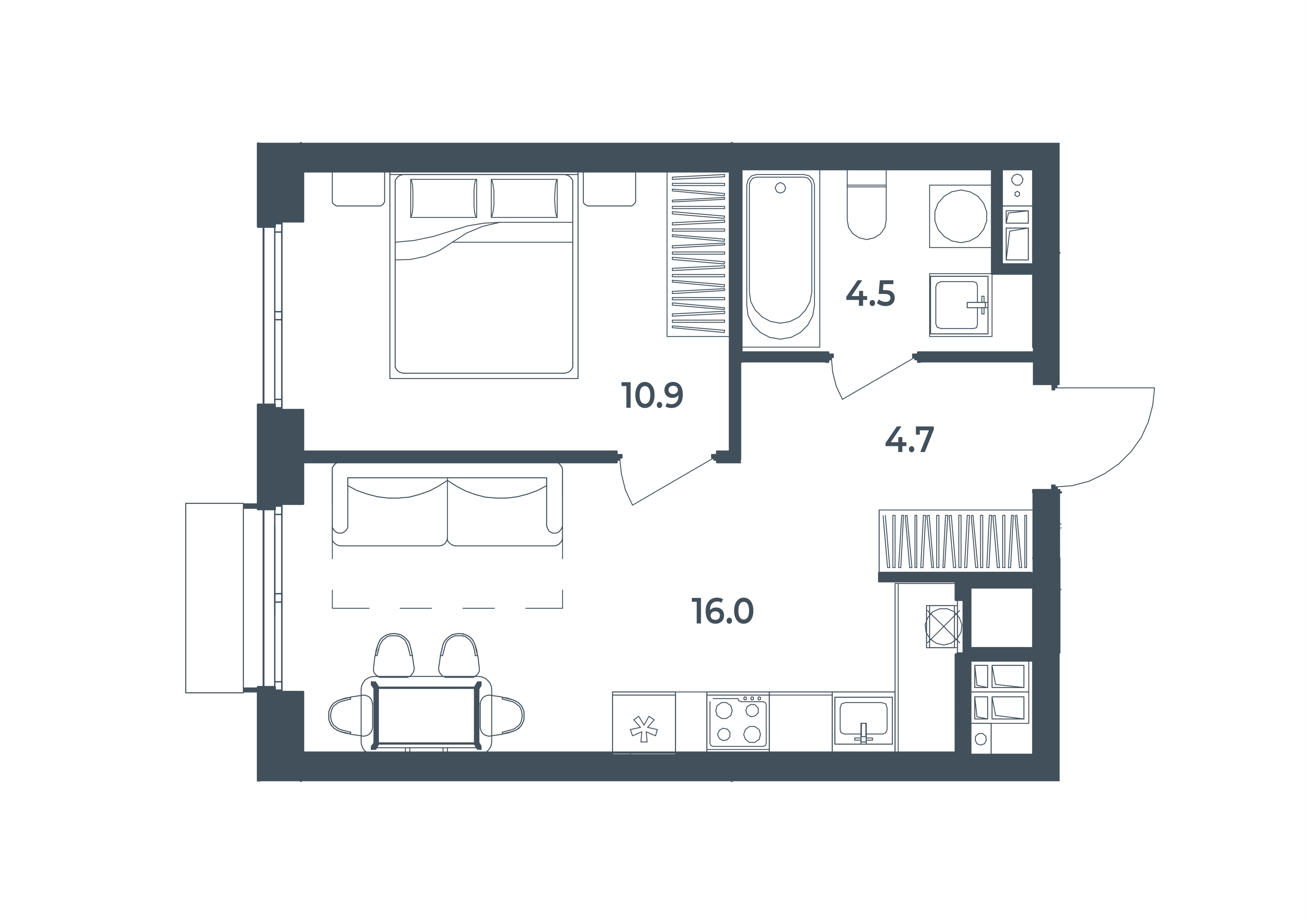 1-комнатная 36 м2 в ЖК РАЗУМ на Боевой корпус null этаж 11