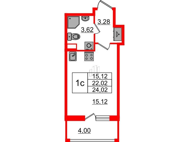 Студия 22 м2 в ЖК Бионика Заповедная корпус null этаж 1