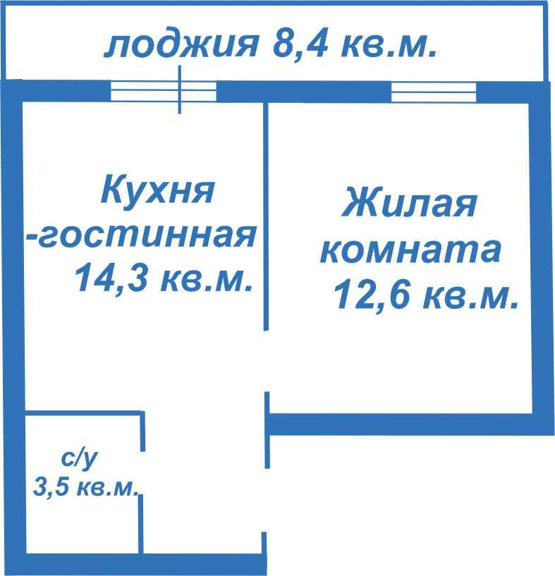 1-комнатная 30.4 м2 в ЖК undefined корпус null этаж 1