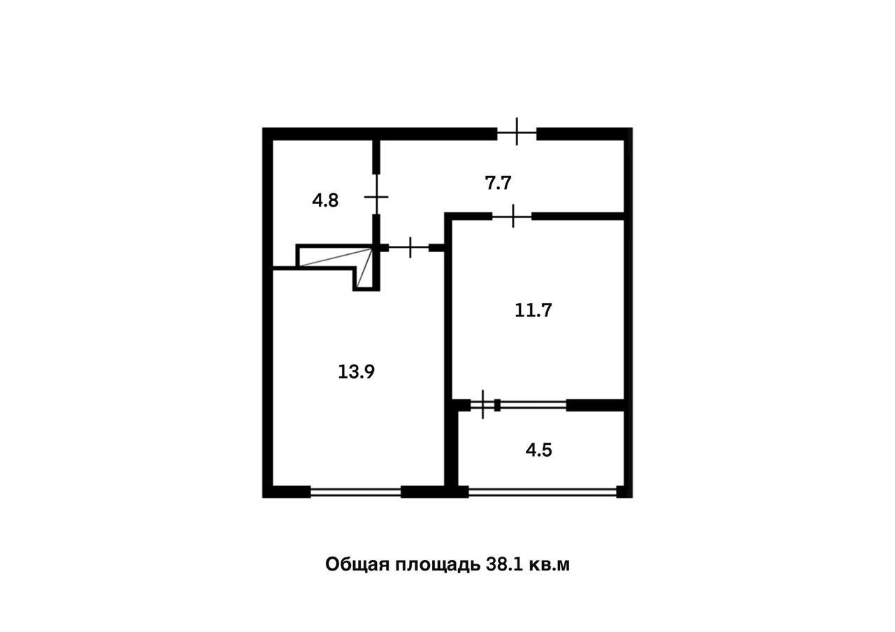 1-комнатная 42.5 м2 в ЖК undefined корпус null этаж 2