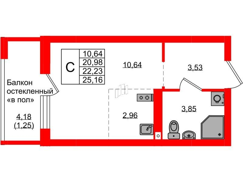 Студия 22 м2 в ЖК Консул корпус null этаж 9