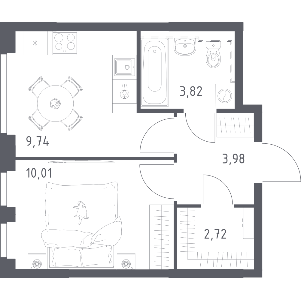1-комнатная 30 м2 в ЖК Урбан Мартен корпус null этаж 9