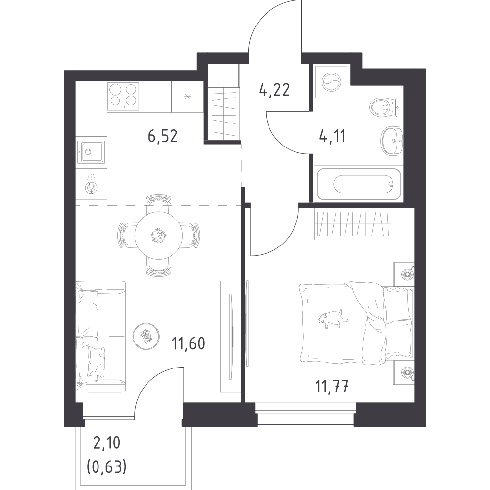 Студия 38 м2 в ЖК Новое Внуково корпус null этаж 5