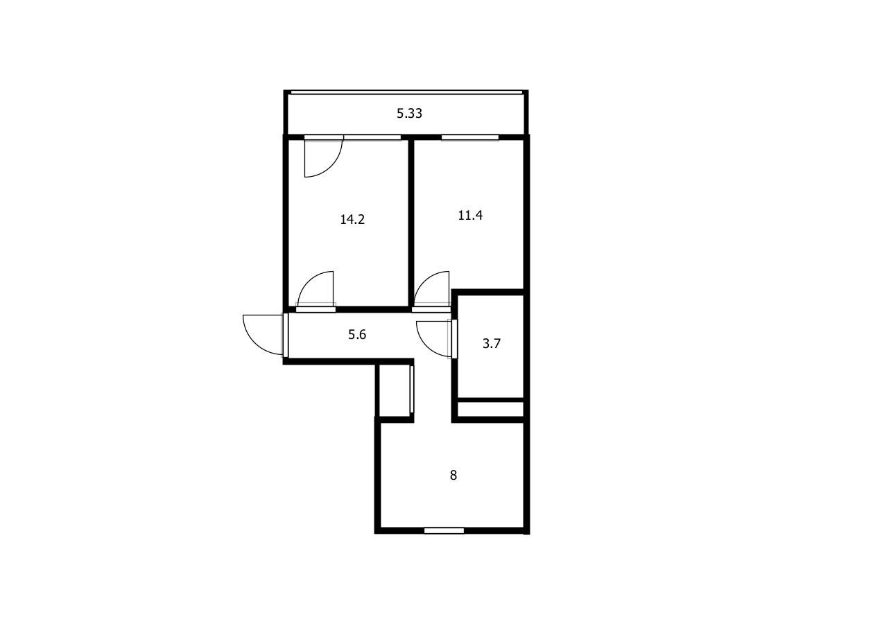 2-комнатная 42.9 м2 в ЖК undefined корпус null этаж 2