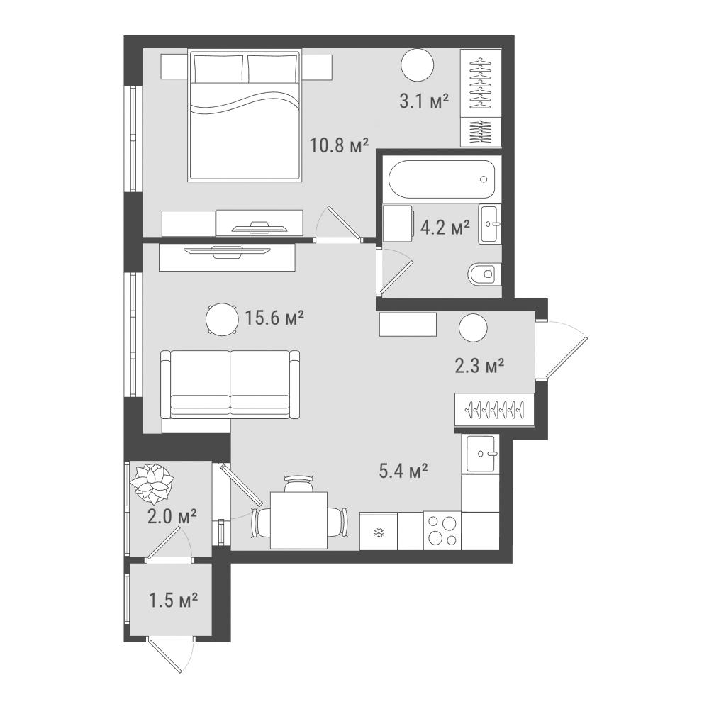 Студия 43 м2 в ЖК Фамильный дом корпус null этаж 6