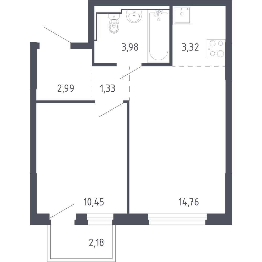 Студия 38 м2 в ЖК Чаркова 72 корпус null этаж 5