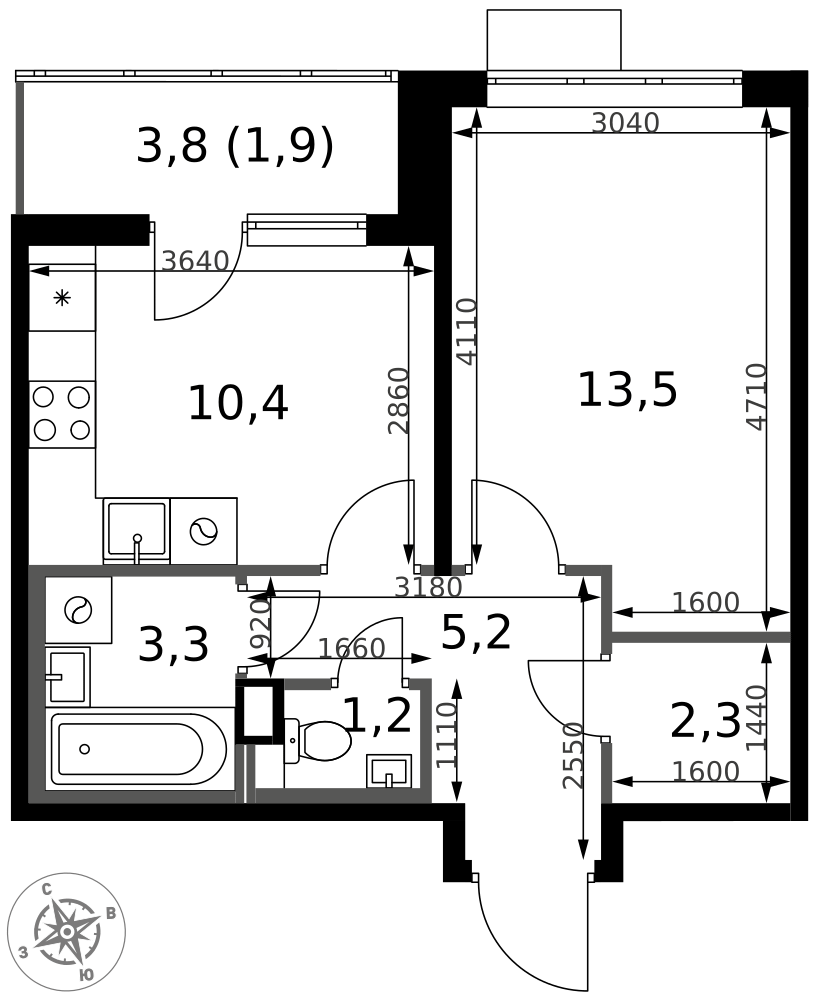 1-комнатная 37 м2 в ЖК 1-й Химкинский корпус null этаж 9