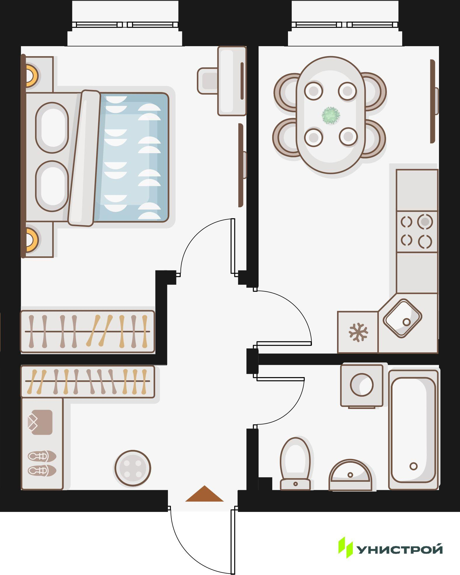 1-комнатная 35 м2 в ЖК Жилой кластер Q на Кулагина корпус null этаж 8