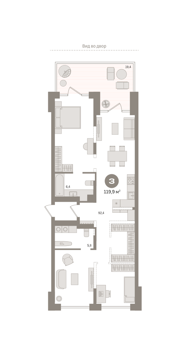 1-комнатная 126 м2 в ЖК Речной порт корпус null этаж 1