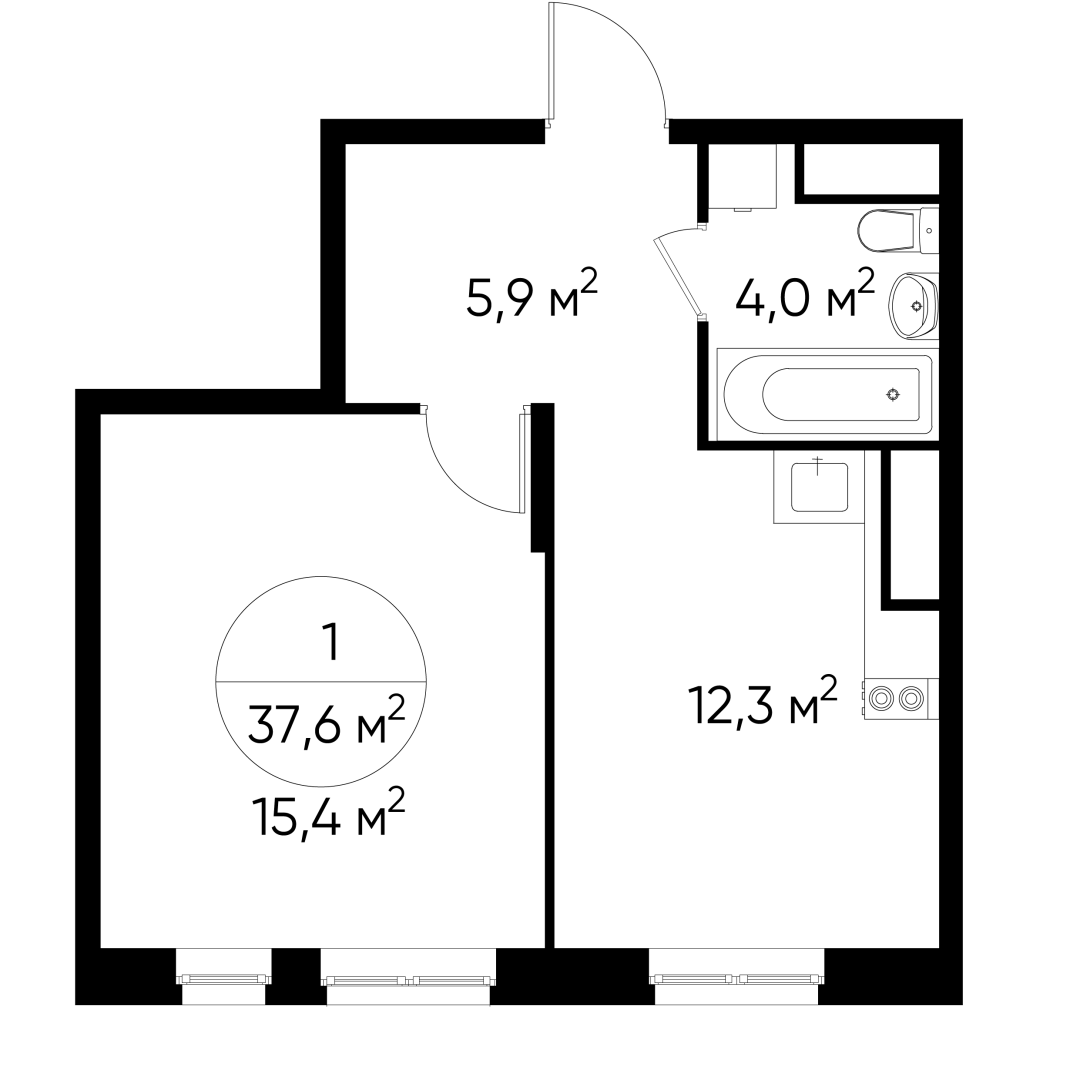 1-комнатная 37 м2 в ЖК Первый Московский корпус null этаж 7