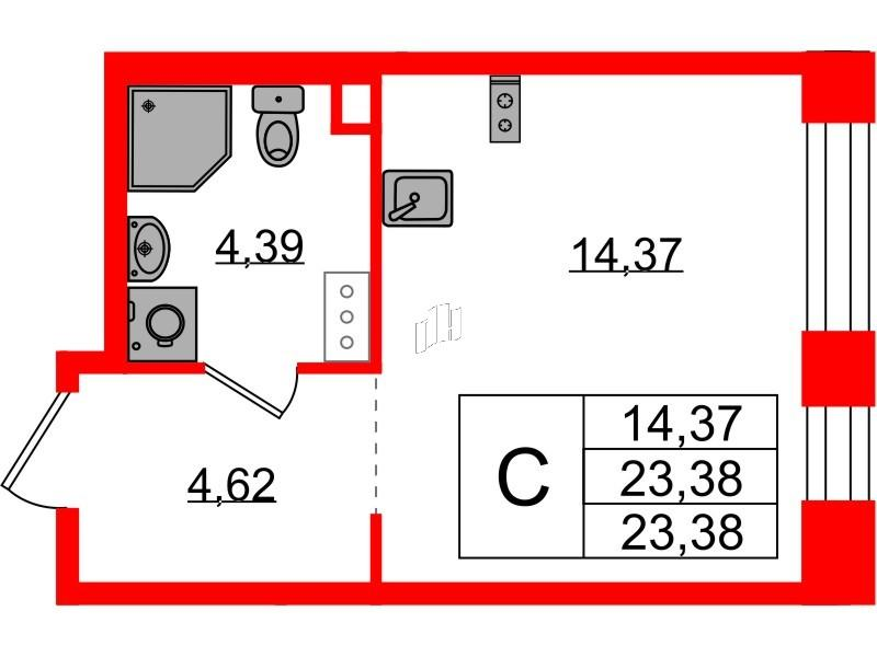 Студия 23 м2 в ЖК PLUS Пулковский корпус null этаж 3