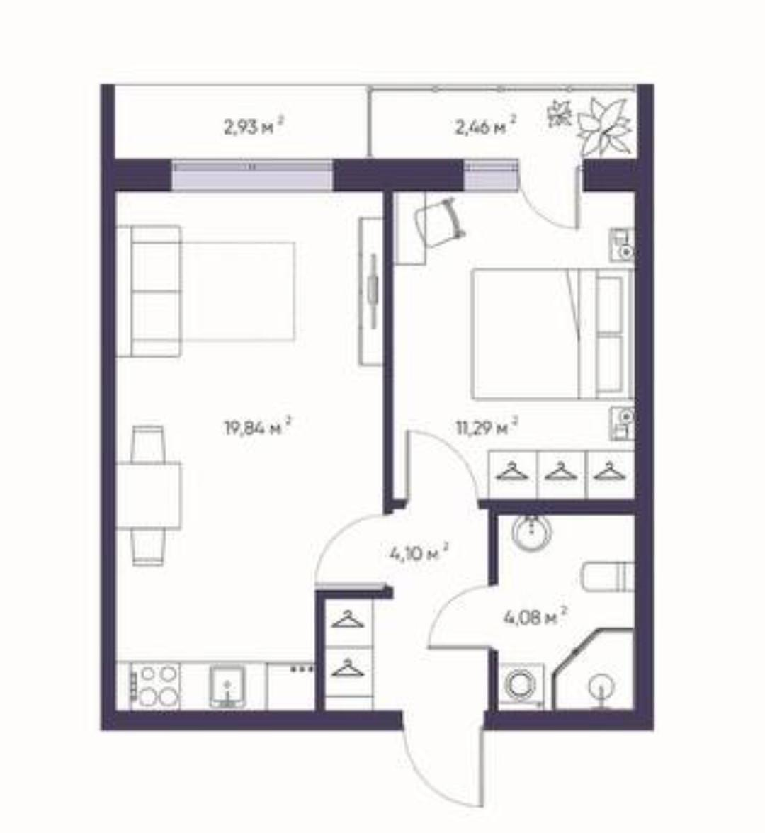 2-комнатная 33 м2 в ЖК undefined корпус null этаж 8