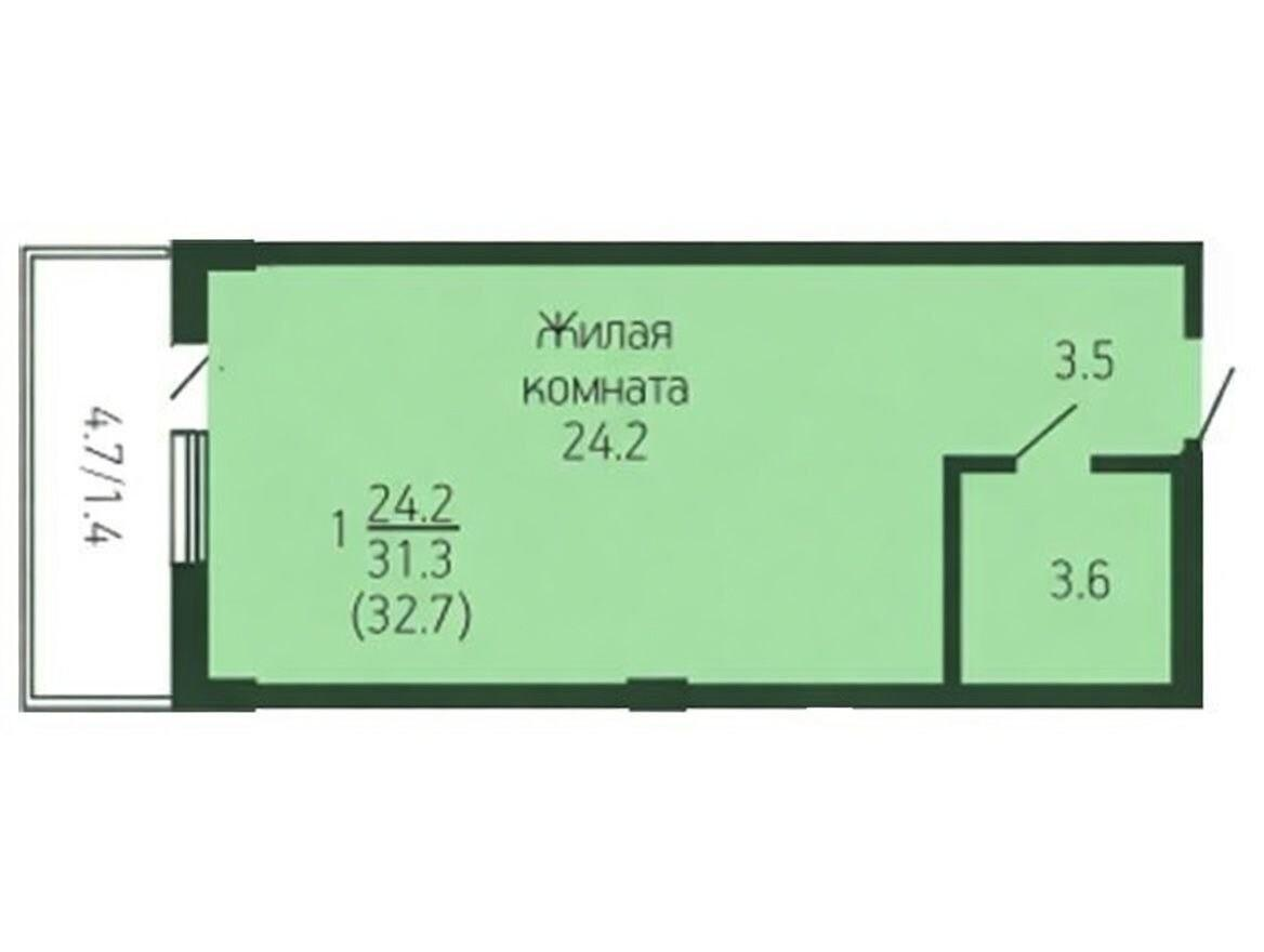 Студия 31.3 м2 в ЖК undefined корпус null этаж 3