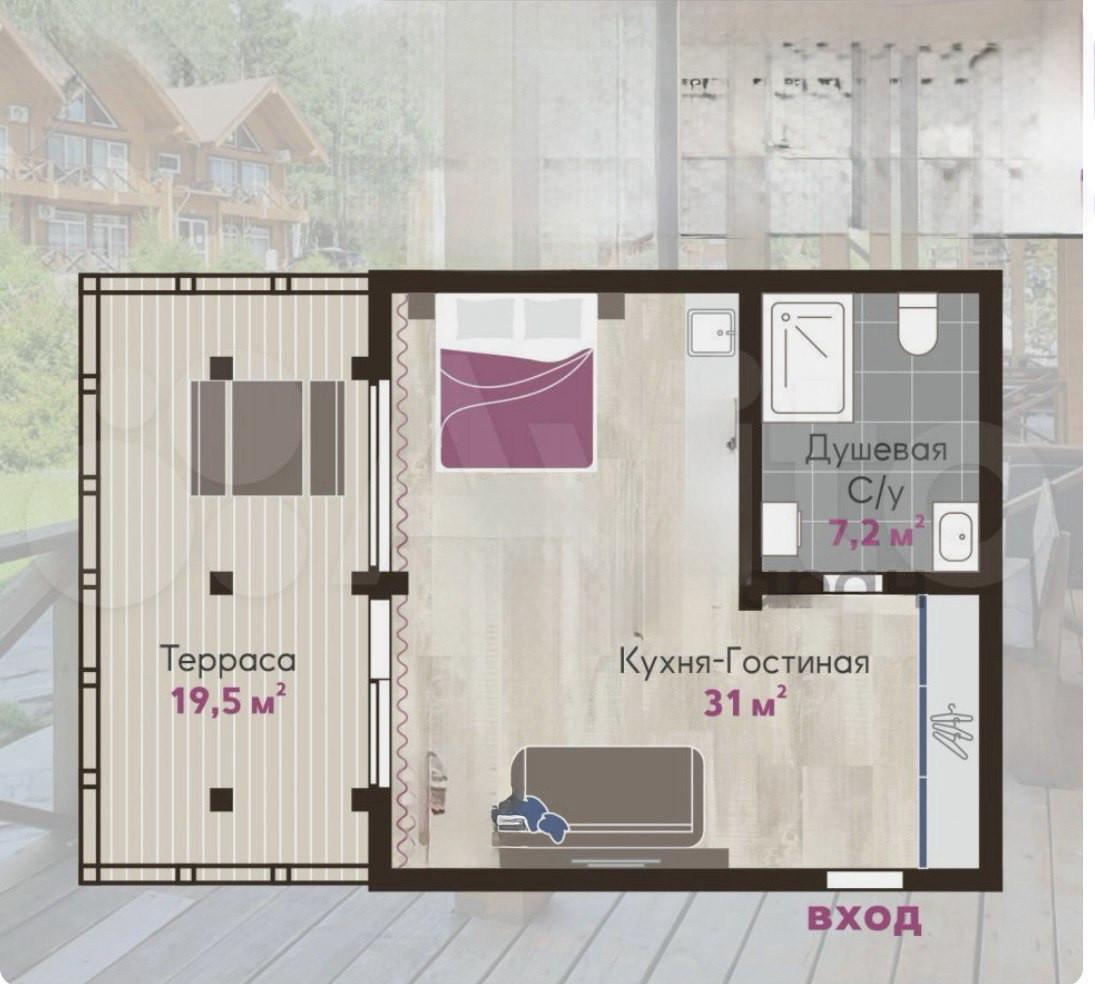 Студия 39.5 м2 в ЖК undefined корпус null этаж 1