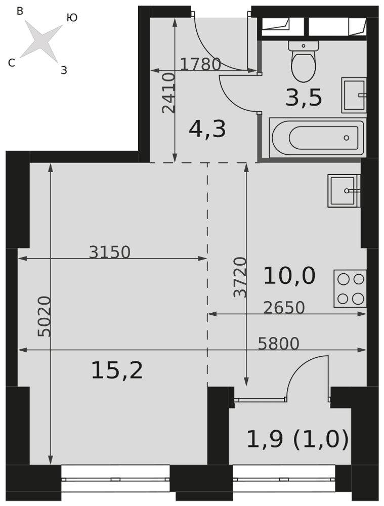 Студия 34 м2 в ЖК Sydney City корпус null этаж 8